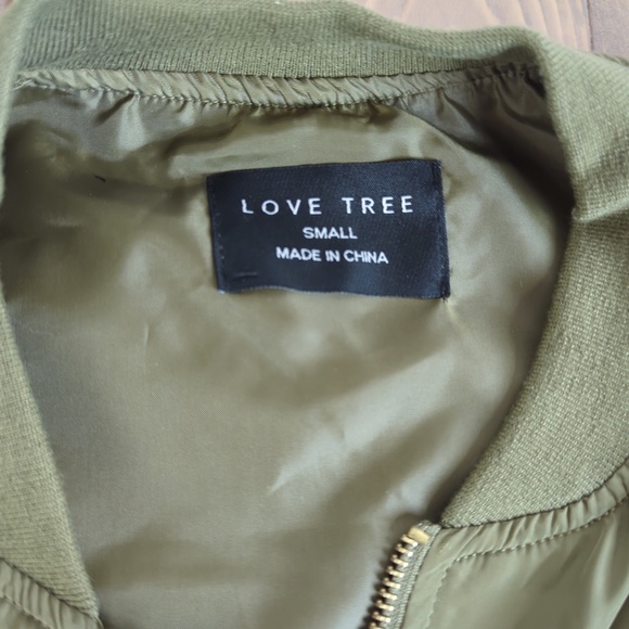 Love Tree Olive Green Floral Embroidered Bomber Jacket - Picture 4 of 16